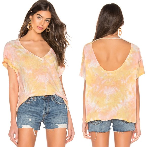 NWT Free People All Mine Orange Tie Dye SS T-Shirt - Picture 3 of 10